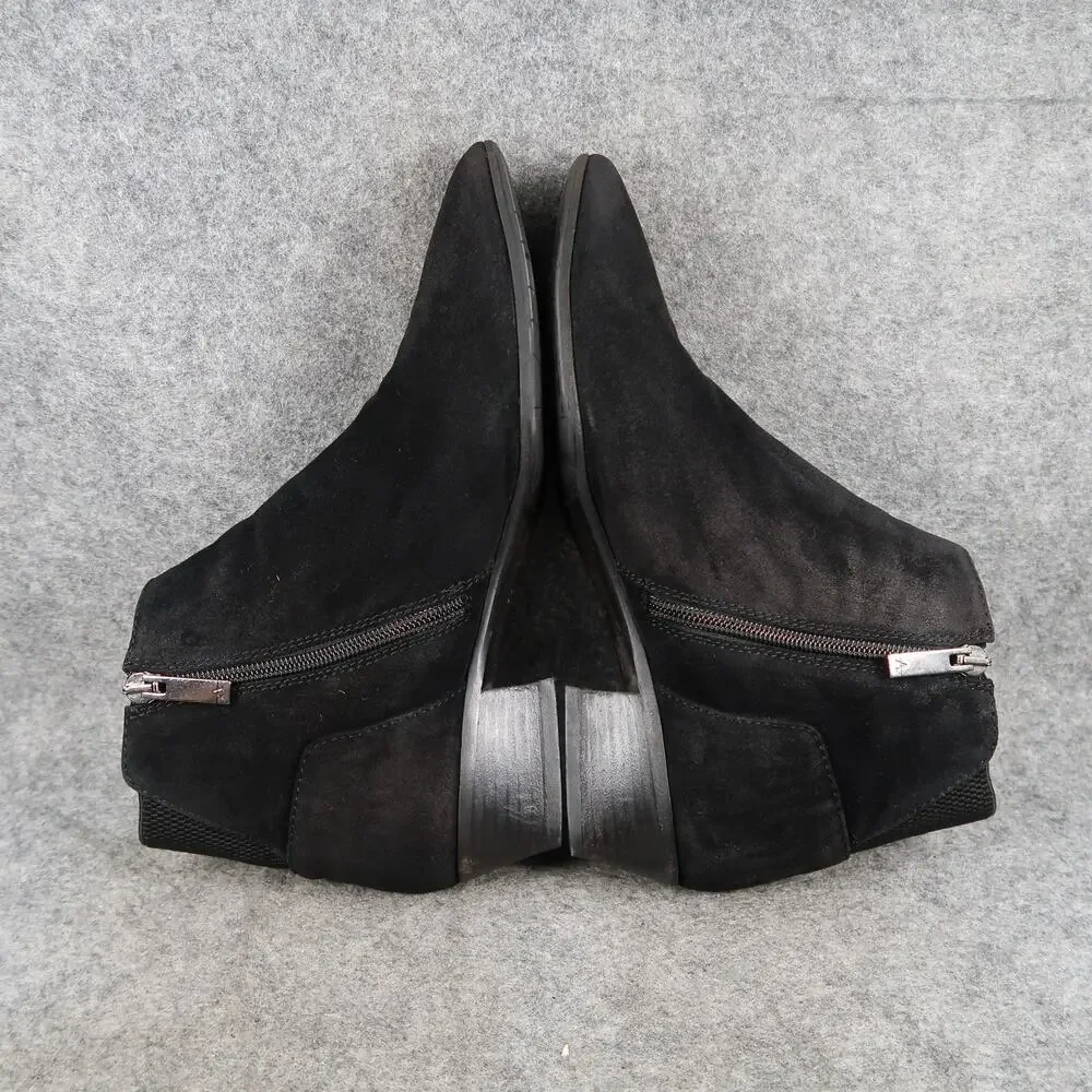 Aquatalia Shoes Womens 8 Booties Franca Ankle Boot Leather Almond Toe Black Zip